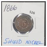 1866 Shield Nickel 5 Cents