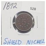 1872 Shield Nickel 5 Cents