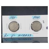 2-V Nickels 1901-1902