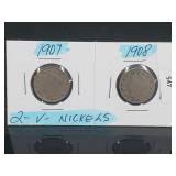 2-V Nickels 1907-1908