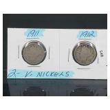 2-V Nickels 1911-1912