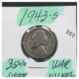 1943-S 35% Silver War Nickel 1943-S 35% Silver War Nickel