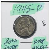 1945-P 35% Silver War Nickel 1945-P 35% Silver War Nickel