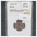 NGC 1950-D MS65 Jeff Nickel 5 Cents NGC 1950-D MS65 Jeff Nickel 5 Cents