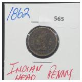 1862 Indian Head Penny One Cent