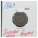 1863 Indian Head Penny One Cent