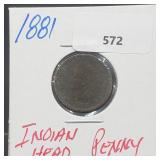 1881 Indian Head Penny One Cent