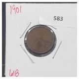 1901 Indian Head Penny One Cent