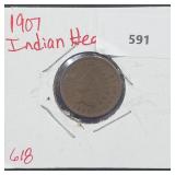 1907 Indian Head Penny One Cent