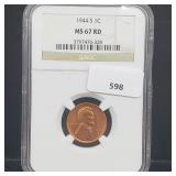 NGC 1944-S MS67RD Wheat Penny One Cent NGC 1944-S MS67RD Wheat Penny One Cent