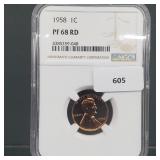 NGC 1958 PF68RD Wheat Penny One Cent NGC 1958 PF68RD Wheat Penny One Cent