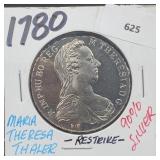 1780 90% Silver Restrike Maria Thaler 1780 90% Silver Restrike Maria Thaler