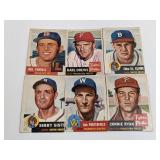 1953 Topps Baseball - 6 Cards No Dups