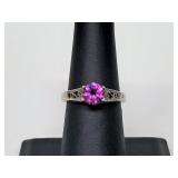 .925 Sterling Silver Pink CZ Ring