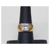 Vermeil/.925 Sterling Silver Square Solitaire Ring