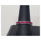 .925 Sterling Silver Pink Gemstone Band
