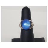 .925 Sterling Silver Blue Stone Ring