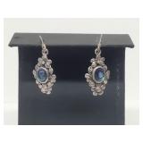 .925 Sterling Silver Abalone Signed Earrings