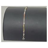 .925 Sterling Silver Tri Color Bracelet
