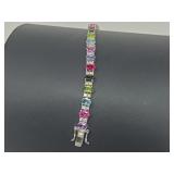 .925 Sterling Silver Multi Gemstone Bracelet