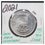 2021 1oz .999 Silver S Africa Krugerrand