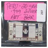 Peru 20G .999 Silver Art Bar