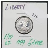 1/10oz .999 Silver Liberty