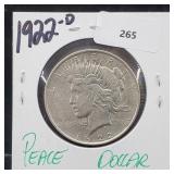 1922-D 90% Silver Peace $1 Dollar