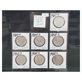 7-Key Date 90% Silver Peace $1 Dollars