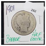 1901 90% Silver Barber Half $1 Dollar