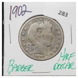 1902 90% Silver Barber Half $1 Dollar