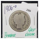 1906-O 90% Silver Barber Half $1 Dollar