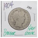 1904 90% Silver Barber Half $1 Dollar
