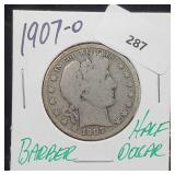 1907-O 90% Silver Barber Half $1 Dollar