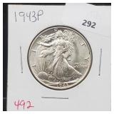 1943 90% Silver Walker Half $1 Dollar