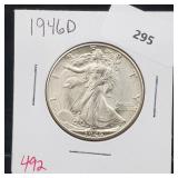 1946-D 90% Silver Walker Half $1 Dollar