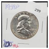 1959 90% Silver Franklin Half $1 Dollar