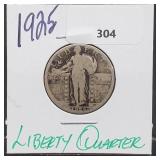 1925 90% Silver Liberty Quarter 25 Cents