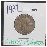 1927 90% Silver Liberty Quarter 25 Cents
