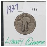 1927 90% Silver Liberty Quarter 25 Cents