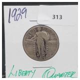 1929 90% Silver Liberty Quarter 25 Cents