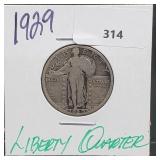 1929 90% Silver Liberty Quarter 25 Cents