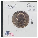 1954 90% Silver Wash Quarter 25 Cents