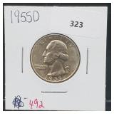 1955-D 90% Silver Wash Quarter 25 Cents