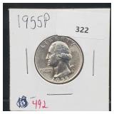 1955 90% Silver Wash Quarter 25 Cents