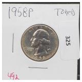 1958 90% Silver Wash Quarter 25 Cents