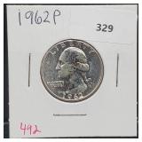 1962 90% Silver Wash Quarter 25 Cents