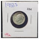 1953-S 90% Silver Roos Dime 10 Cents