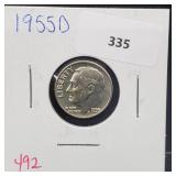1955-D 90% Silver Roos Dime 10 Cents