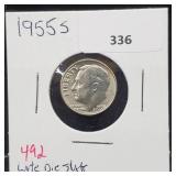 1955-S 90% Silver Roos Dime 10 Cents